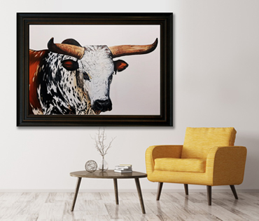 A Nicky van Rensburg painting of a Nguni bull