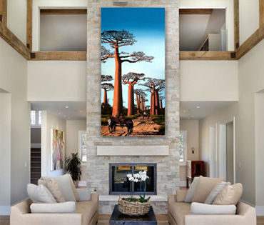 A Nicky van Rensburg painting of Madagascar baobabs