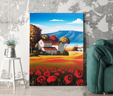 A Nicky van Rensburg painting of poppies