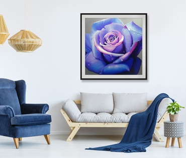 A Nicky van Rensburg painting of a blue rose