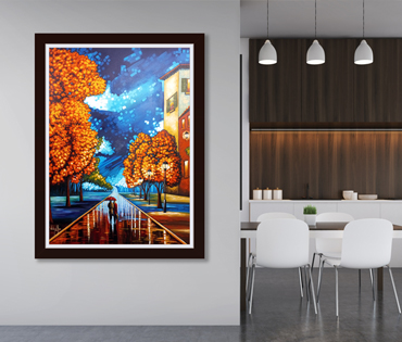 A Nicky van Rensburg painting of a street scene