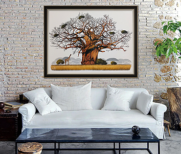 A Nicky van Rensburg painting of a Baobab tree
