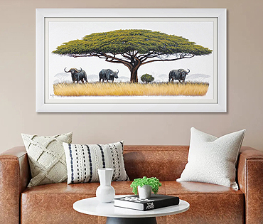 A Nicky van Rensburg painting of buffalos