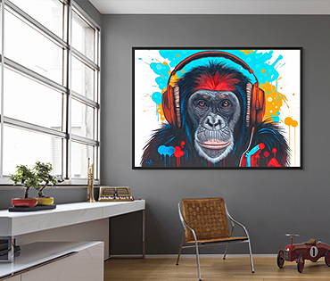 A Nicky van Rensburg painting of a chimpanzee