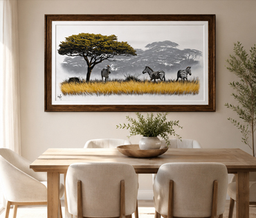 A Nicky van Rensburg painting of zebras